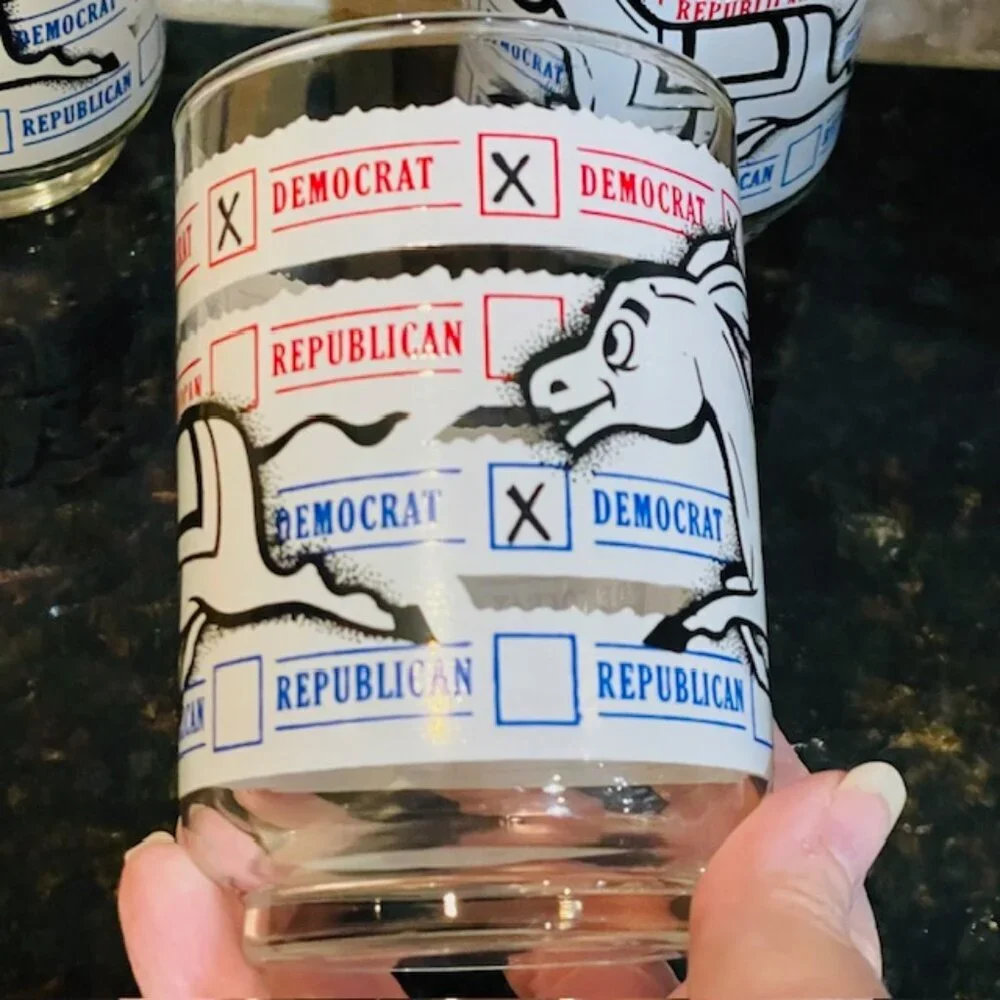 Vintage Libbey Democrat Glasses-Set of 3-Donkey